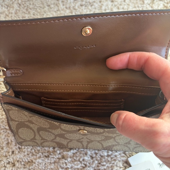 Coach Women’s Fold over Brown and Tan Signature Wristlet Wallet 7x4 NWT - Picture 6 of 9